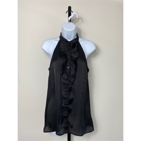 Black Sleeveless blouse w/ruffle button down- S - Picture 8 of 8